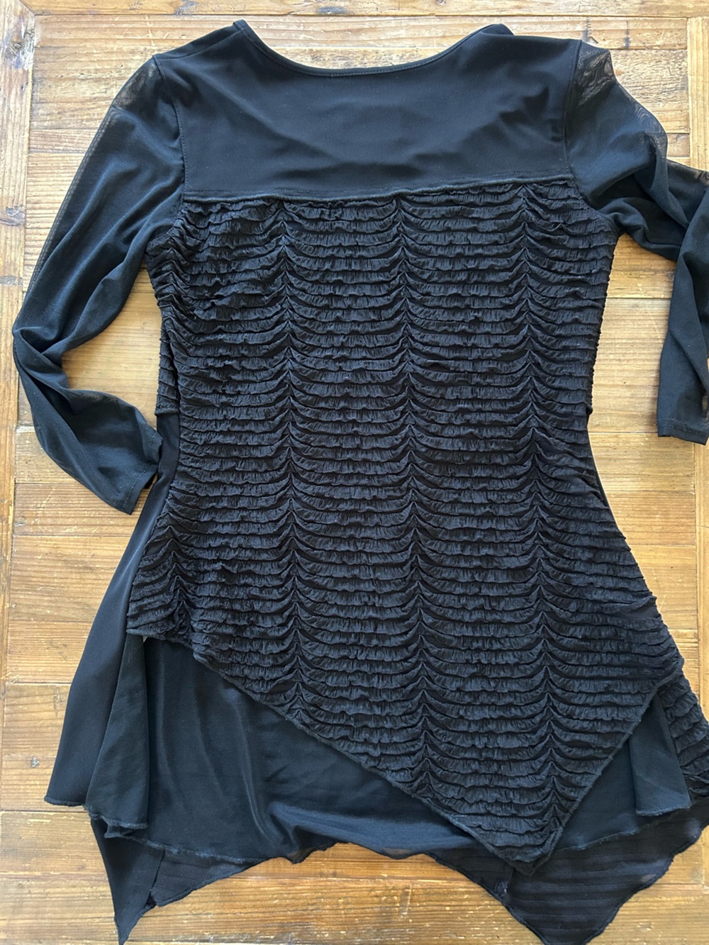 Joseph Ribkoff Black Ruffled Panel Tunic Top - Picture 2 of 3